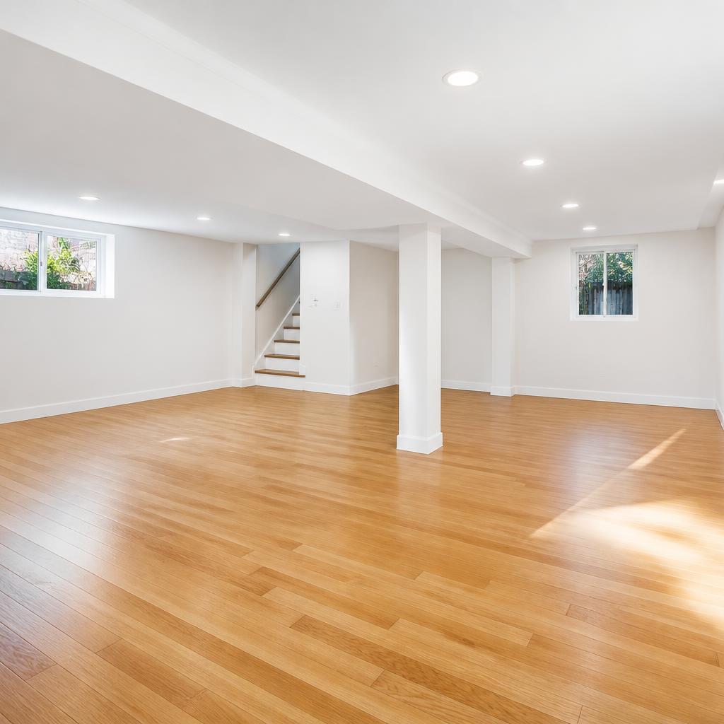 Restored basement after professional restoration