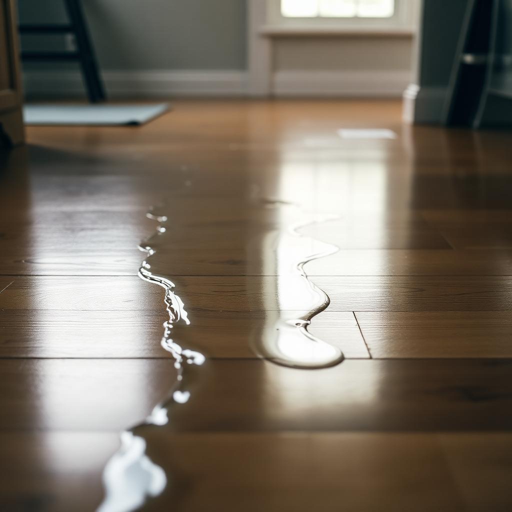 Water spreading across a hardwood floor in a Seattle home
